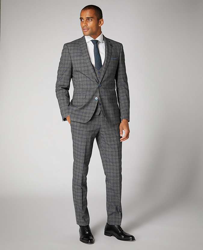 Slim Fit Checked Poly-Viscose Stretch 2-Piece Suit