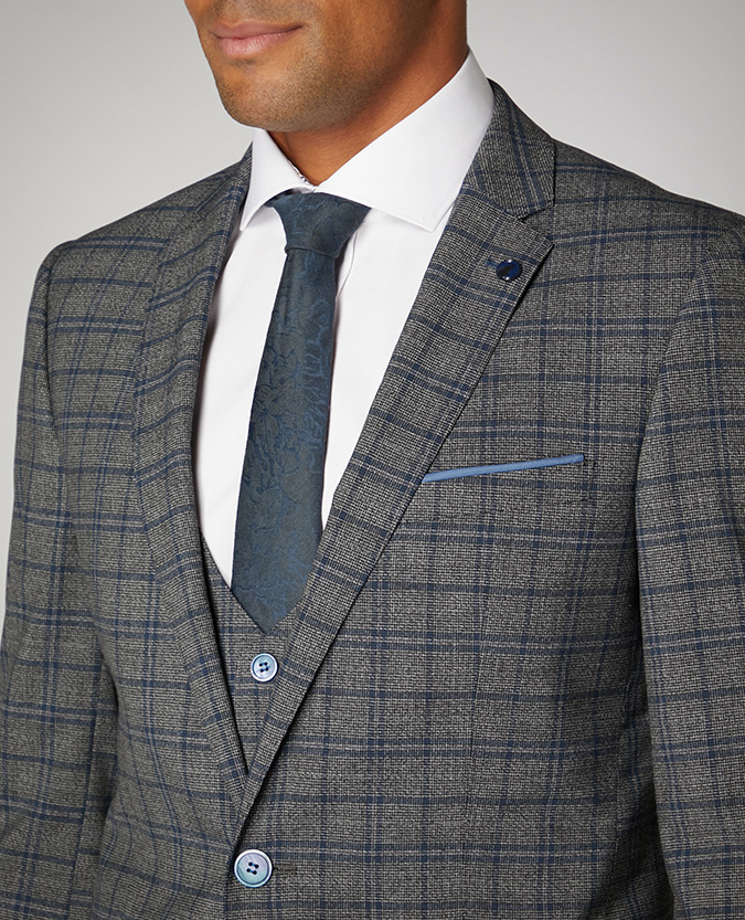 Slim Fit Checked Poly-Viscose Stretch 2-Piece Suit