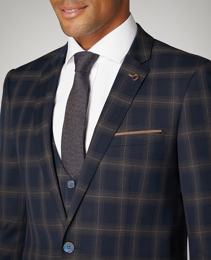 X-Slim Fit Checked Stretch 2 Piece Suit
