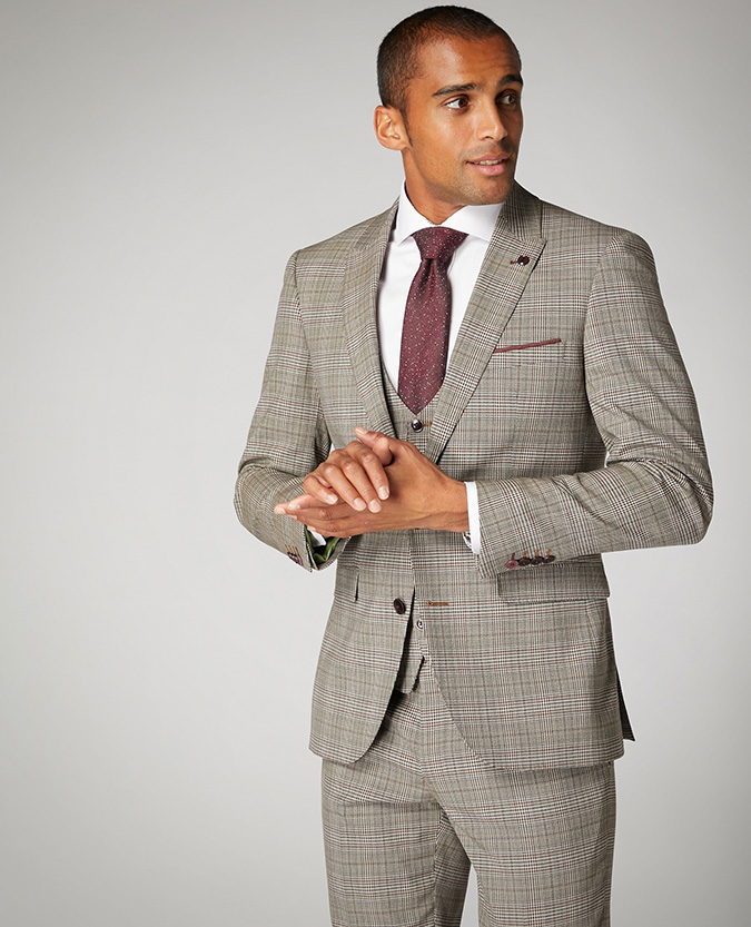 X-Slim Fit Checked Stretch 2-Piece Suit