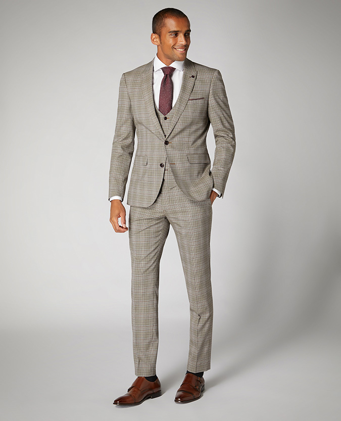 X-Slim Fit Checked Stretch 2-Piece Suit