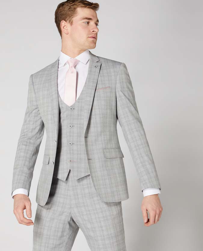 Slim Fit 2 Piece Checked Stretch Suit