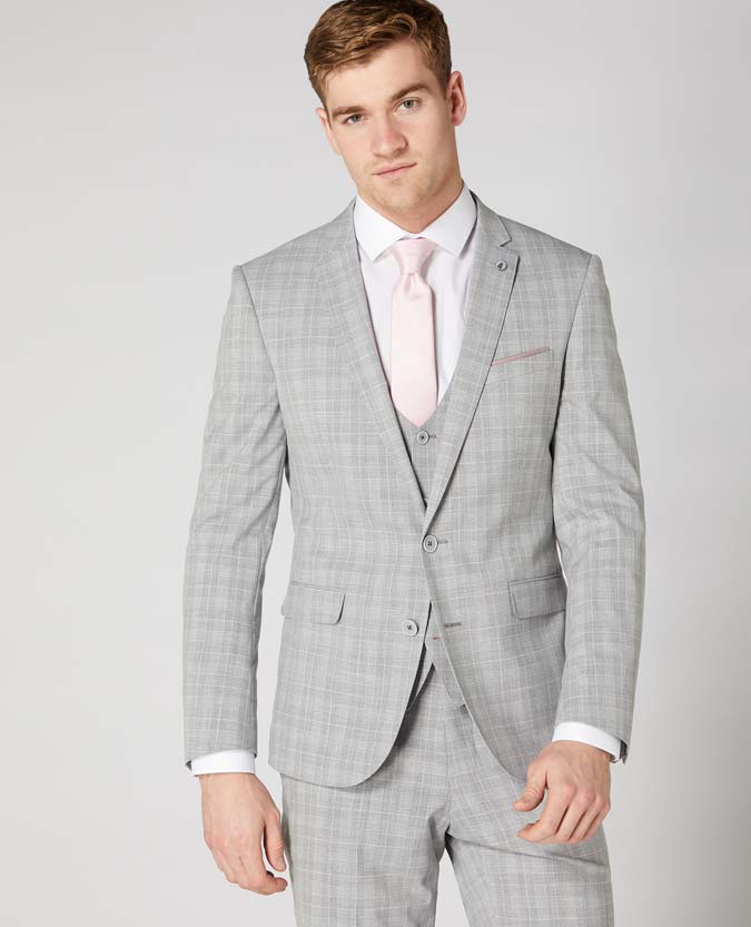 Slim Fit 2 Piece Checked Stretch Suit