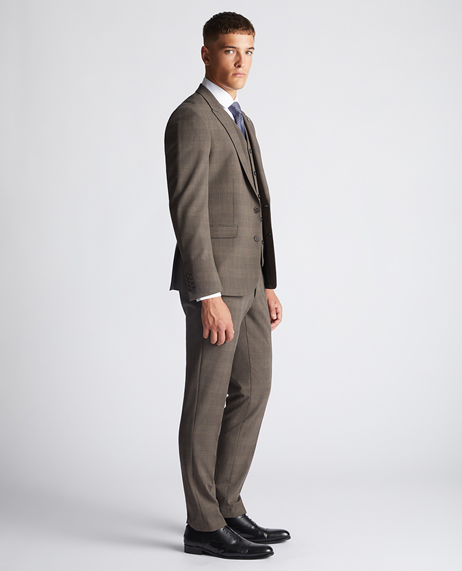 Slim Fit Checked Stretch 2 Piece Suit
