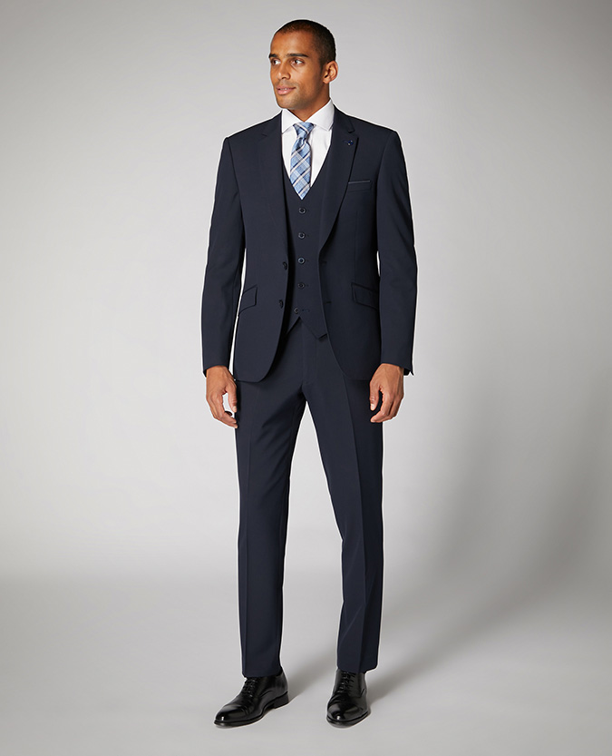 Tapered fit polyviscose stretch 3 piece suit