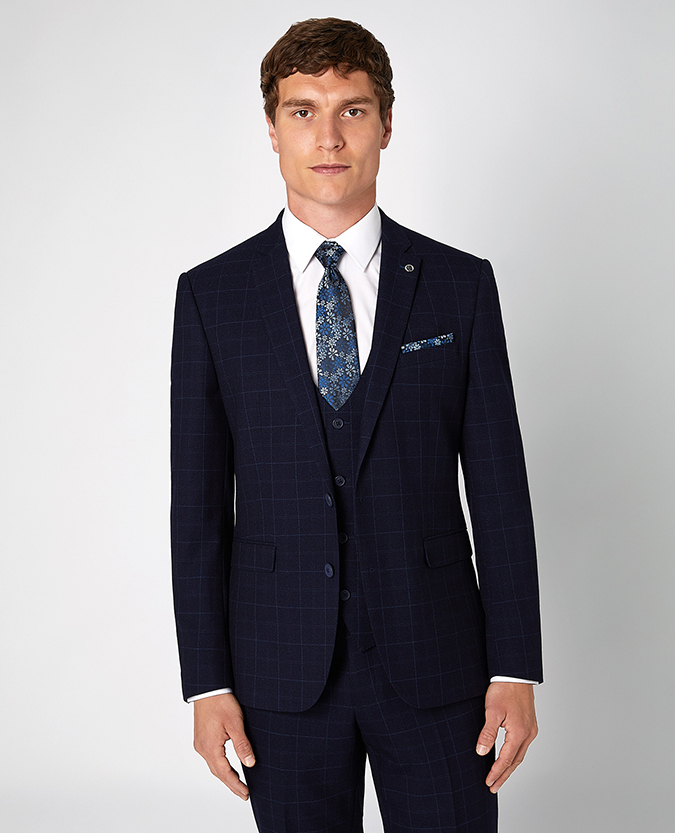 Slim Fit Checked Stretch 3-Piece Suit