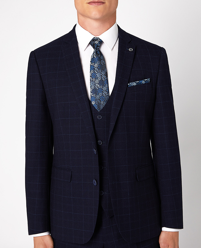 Slim Fit Checked Stretch 3-Piece Suit