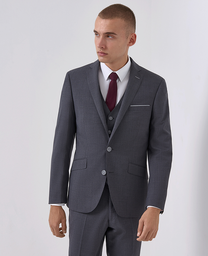 Tapered Fit Micro-Check Wool-Rich Mix and Match Suit