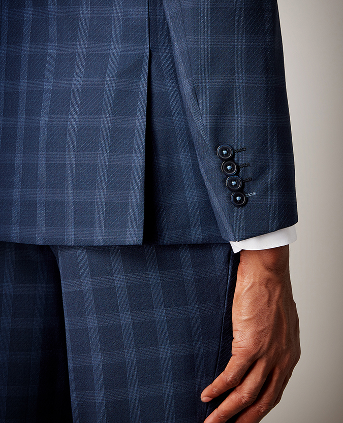 Tapered Fit Checked Wool-Blend Stretch Mix and Match Suit