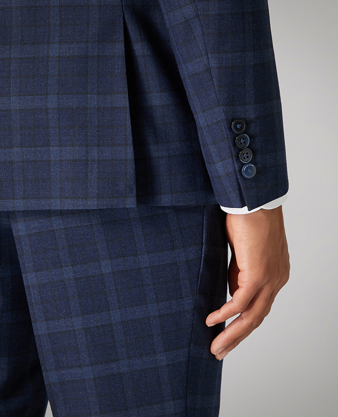 Tapered fit checked wool rich mix and match suit jacket