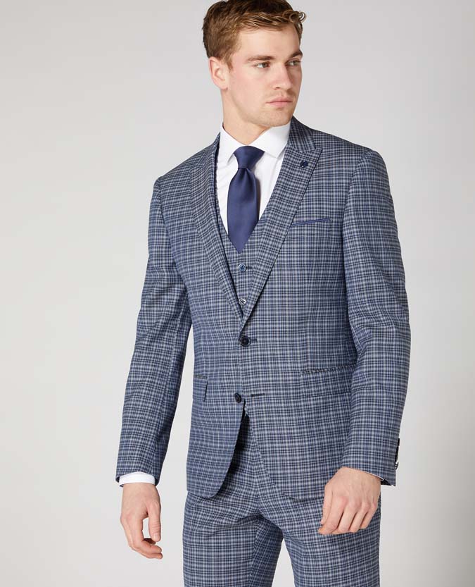 Tapered Fit Checked Wool Rich Mix and Match Suit Jacket