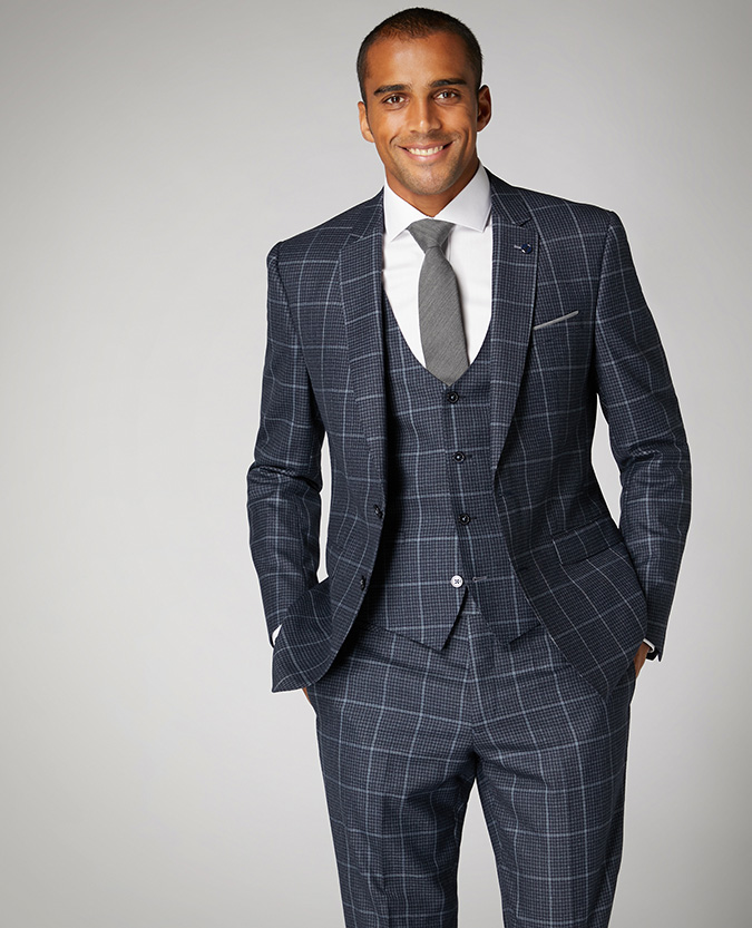 Slim Fit Checked Pure Wool Mix and Match Suit