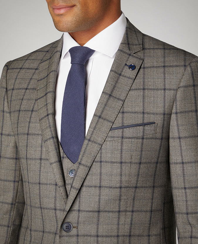 Slim Fit Checked Wool-Blend Mix and Match Suit