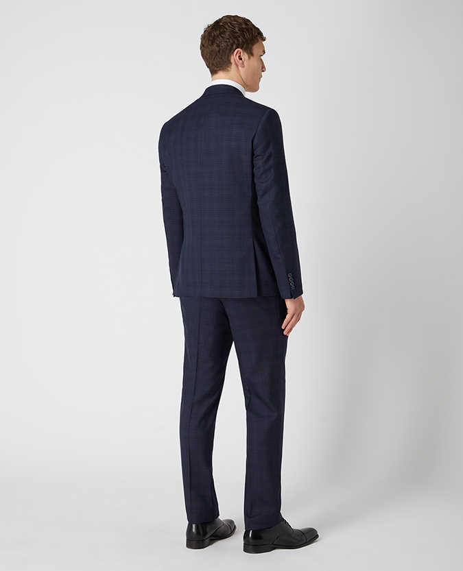 Tapered Fit Checked Wool Rich Mix and Match Suit