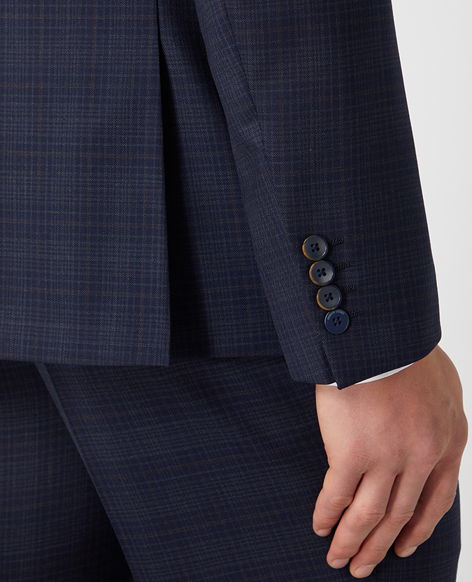 Tapered Fit Checked Wool Rich Mix And Match Suit