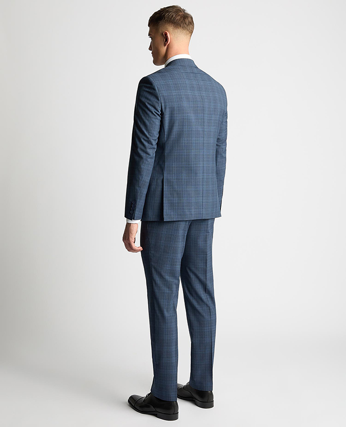 Tapered Fit Checked Wool Blend Mix and Match Suit Jacket