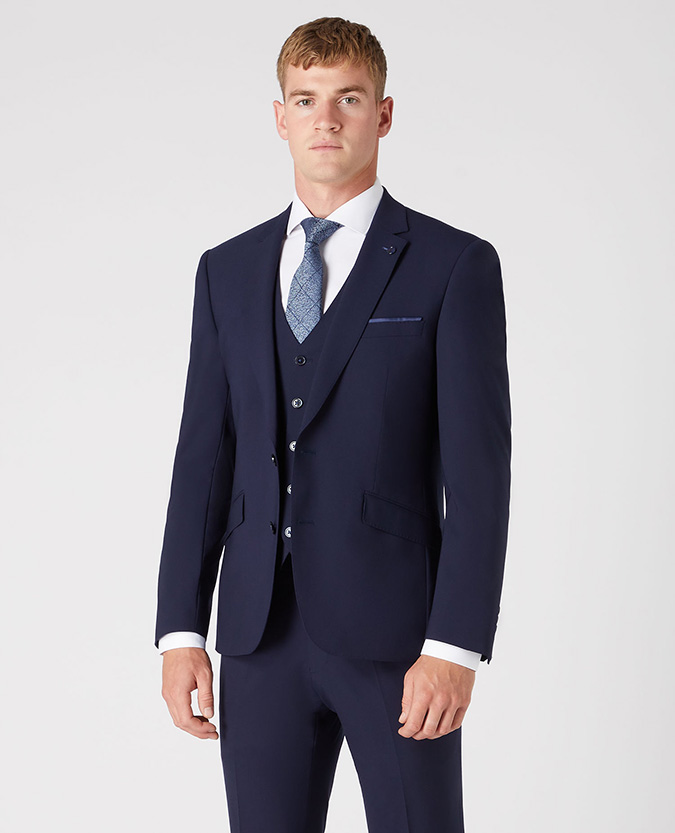 Tapered Fit Wool Blend Stretch Mix and Match Suit Jacket