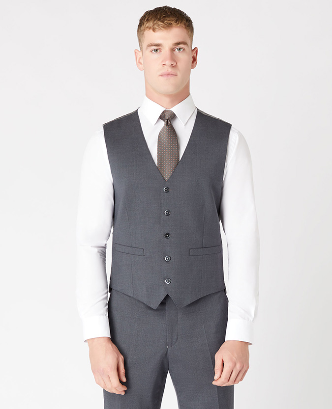 Tapered Fit Wool-Blend Stretch Mix And Match Waistcoat