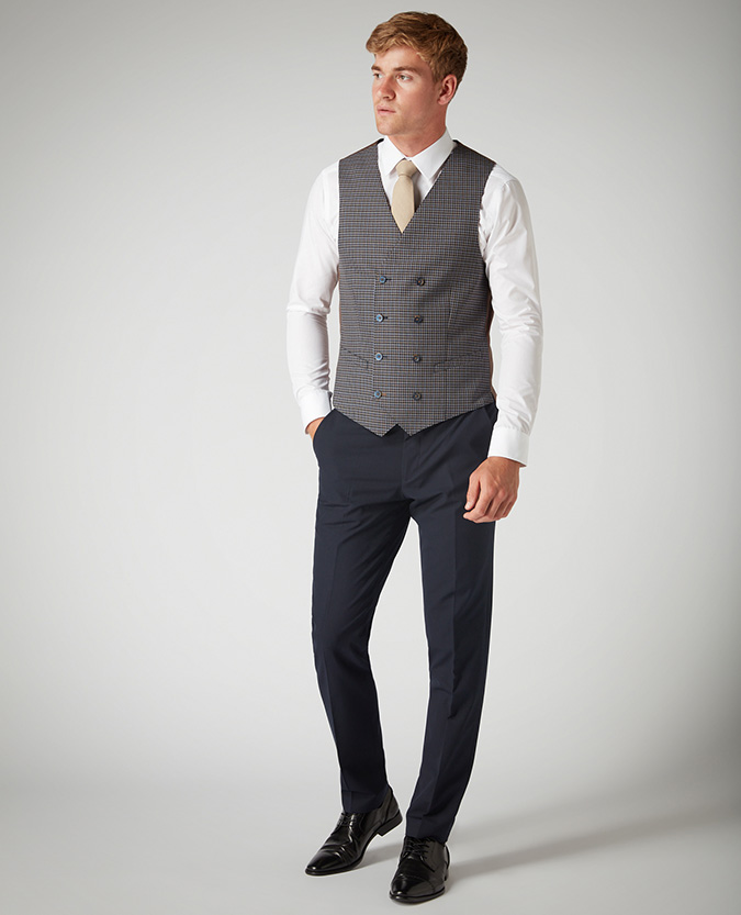 X-Slim Fit Checked Poly-Viscose Stretch Mix and Match Waistcoat
