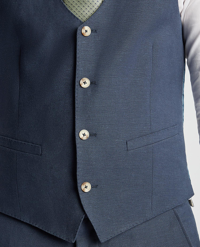 Slim fit linen-blend waistcoat