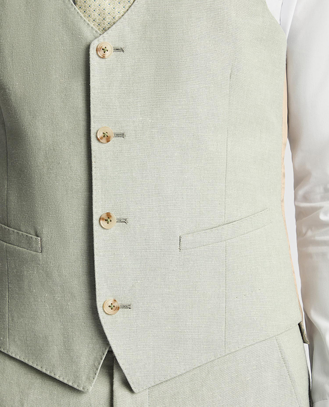 Slim fit linen-blend waistcoat