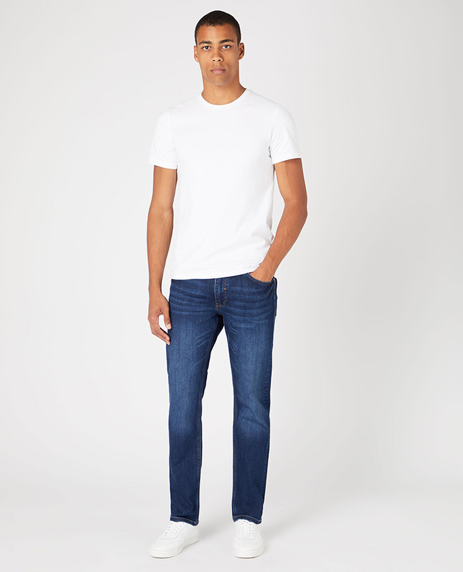 Straight Leg Cotton-Stretch Jeans