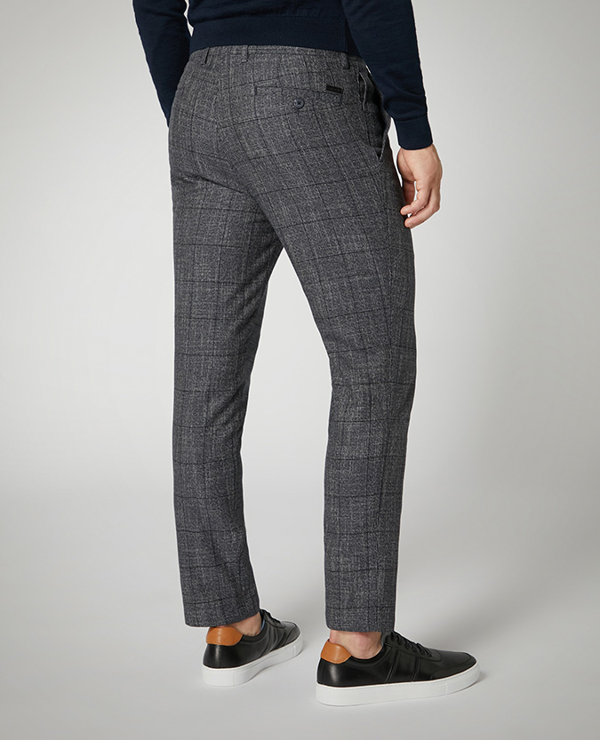 X-Slim Fit Checked Cotton-Stretch Trousers