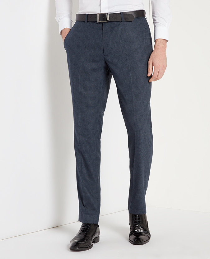 Tapered Fit Microcheck Formal Trouser