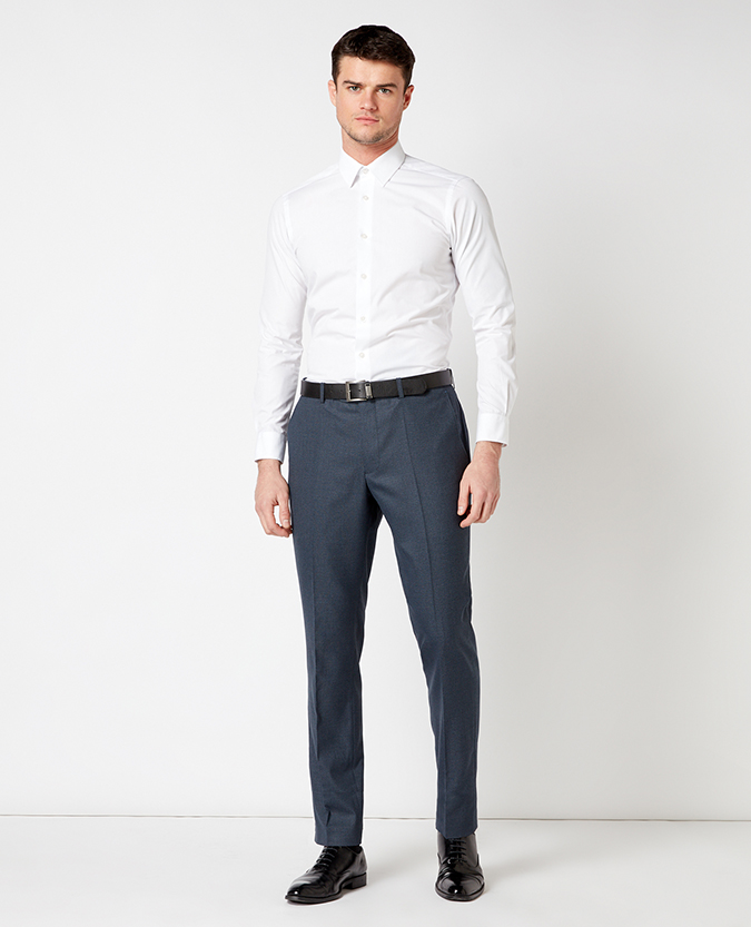 Tapered Fit Microcheck Formal Trouser