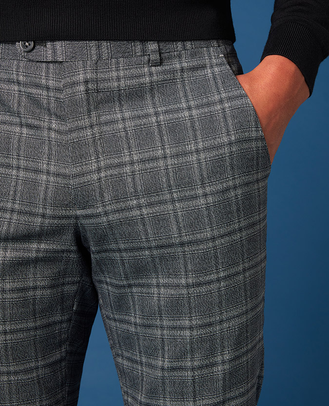 X-Slim Fit Checked Formal Trousers