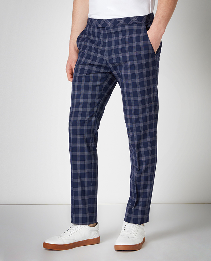 X-Slim Fit Checked Stretch Formal Trousers