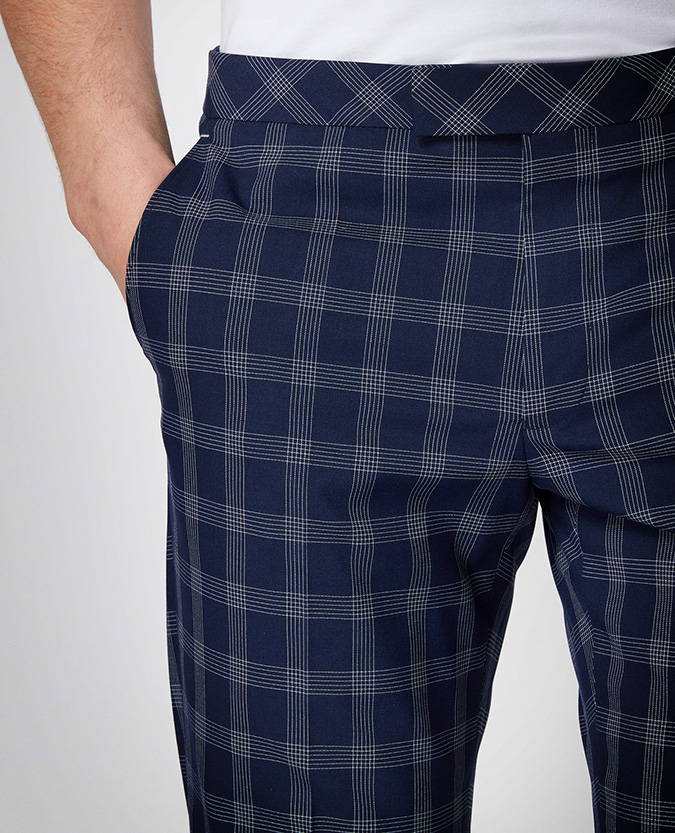 X-Slim Fit Checked Stretch Formal Trousers