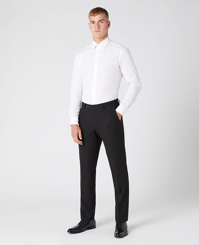 Tapered Leg Stretch Formal Trousers .