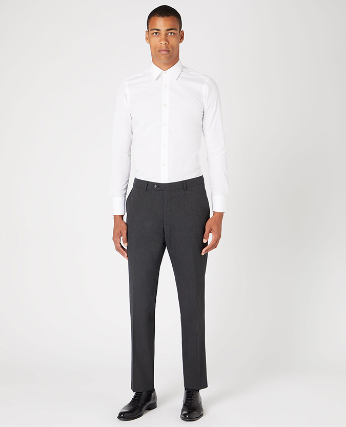 Tapered fit polyviscose stretch formal trousers