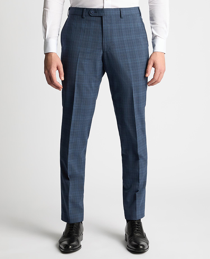 Tapered Fit Checked Wool Blend Mix and Match Suit Trouser