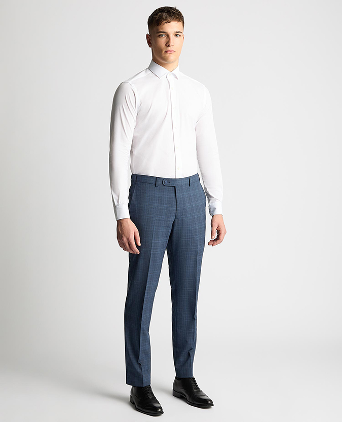 Tapered Fit Checked Wool Blend Mix and Match Suit Trouser