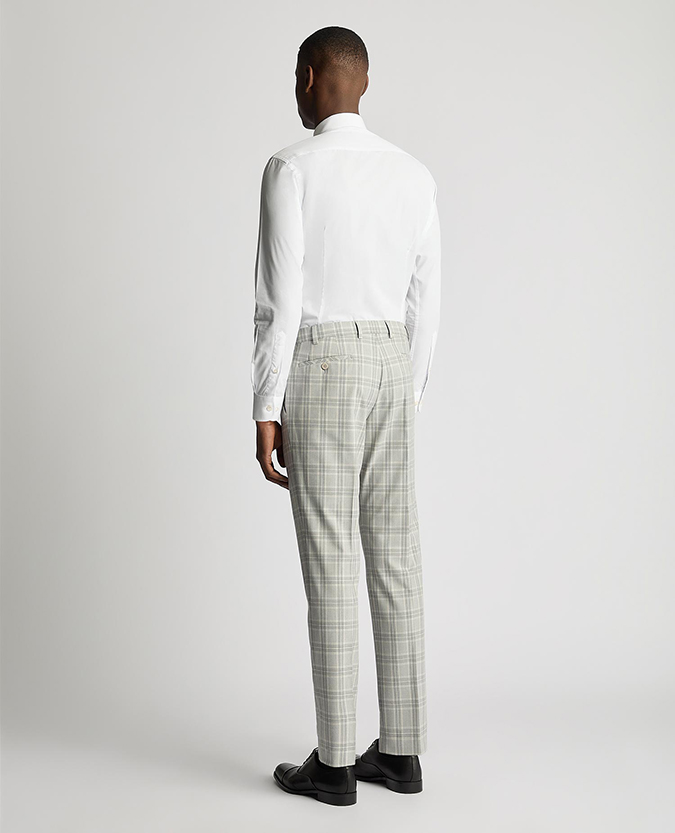 Checked stretch formal trousers