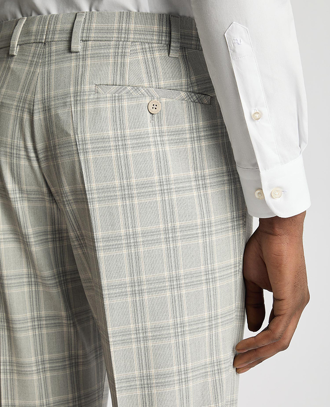 Checked stretch formal trousers
