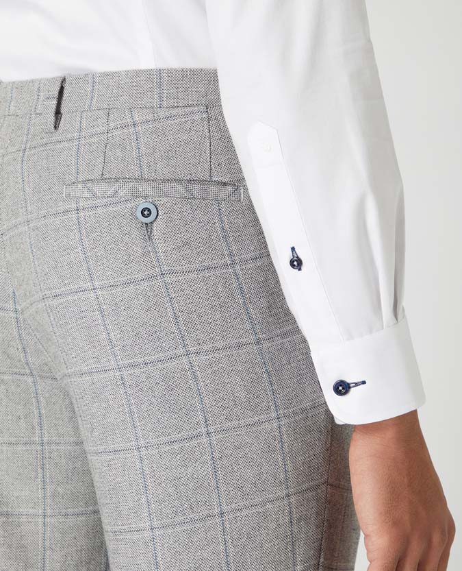 Tapered Leg Checked Cotton-Wool Trousers