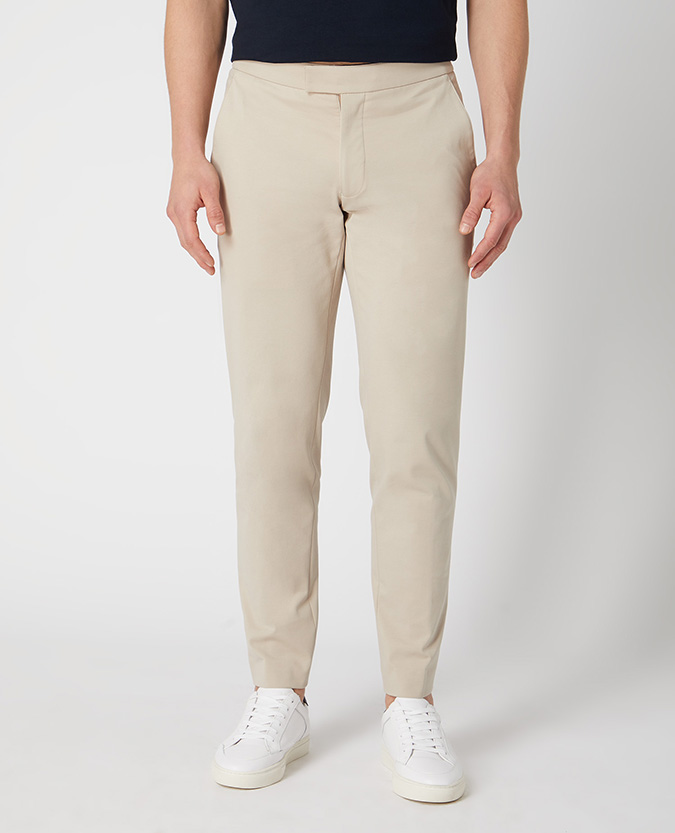 Slim leg cotton-blend stretch trousers