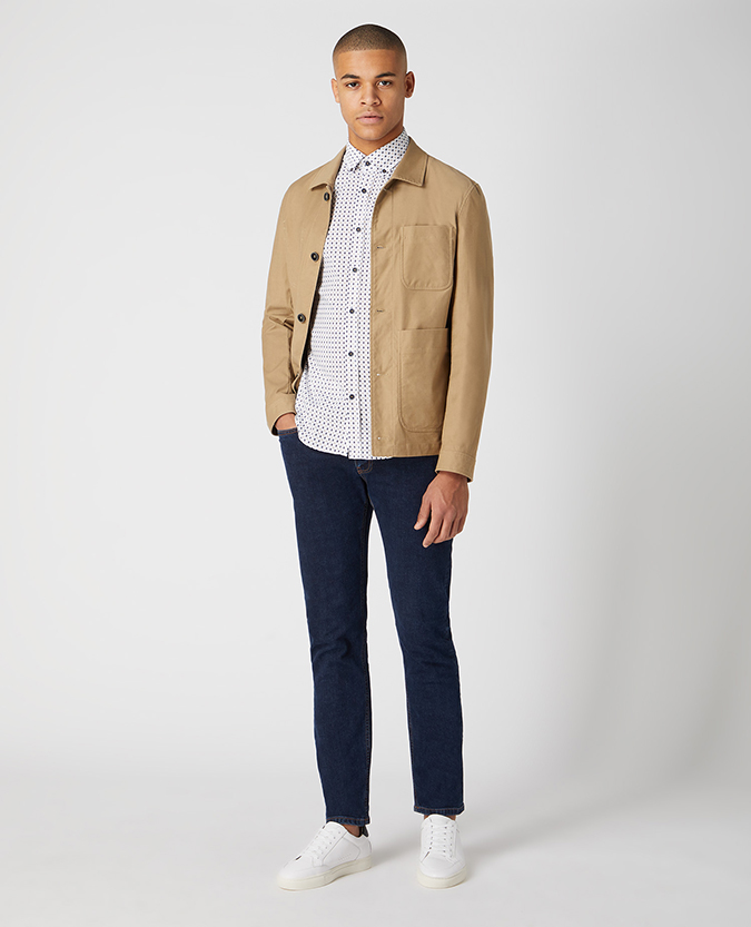 Slim Fit Cotton-Rich Stretch Overshirt Jacket
