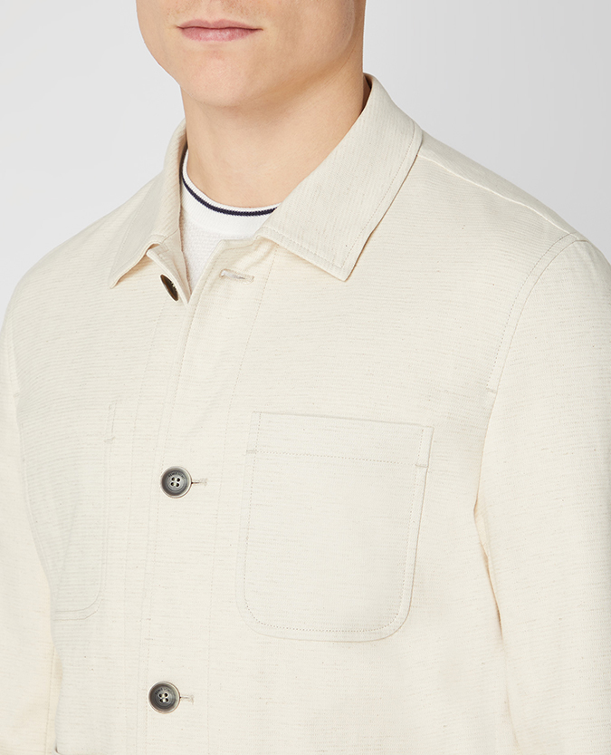 Slim Fit Cotton-Rich Stretch Overshirt Jacket