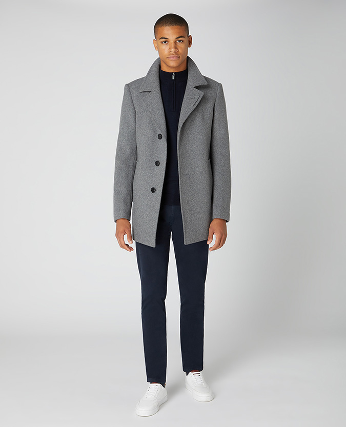 Tapered Fit Wool-Mix Tailored Coat
