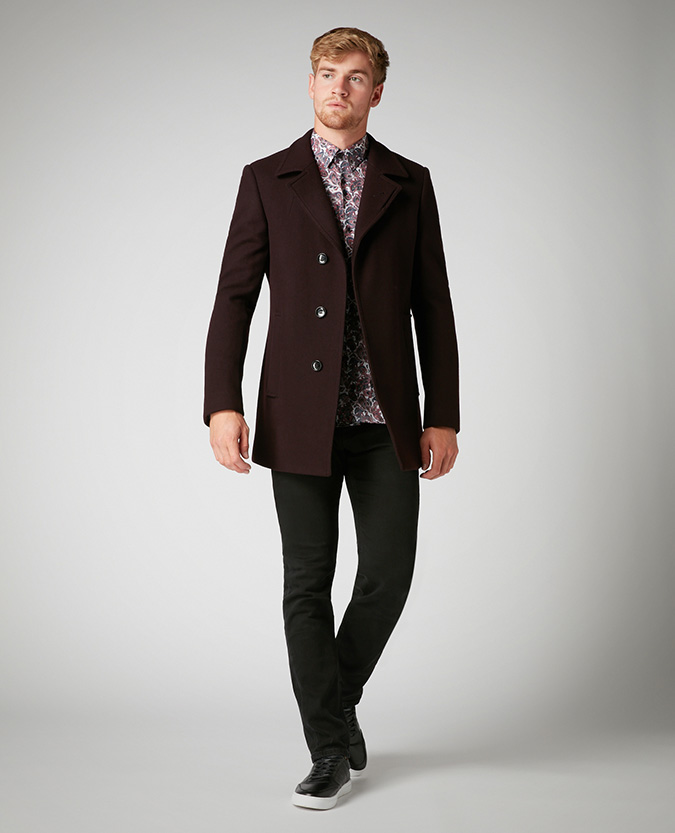 Tapered Fit Wool-Rich Overcoat