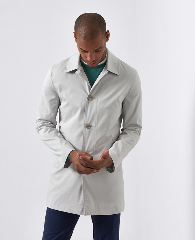 Tapered Fit Cotton-Blend Casual Mac
