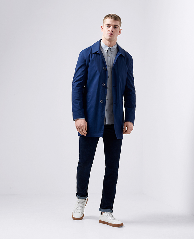 Tapered Fit Cotton-Blend Casual Mac