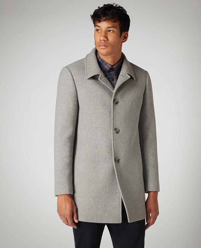 Tapered Fit Wool-Mix Overcoat