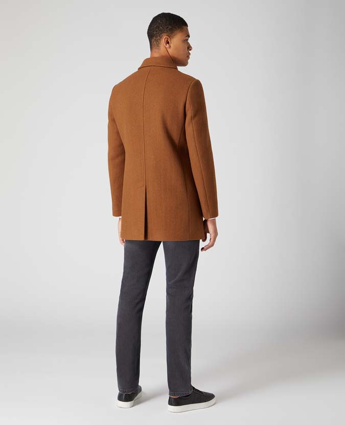 Tapered Fit Wool-Mix Overcoat