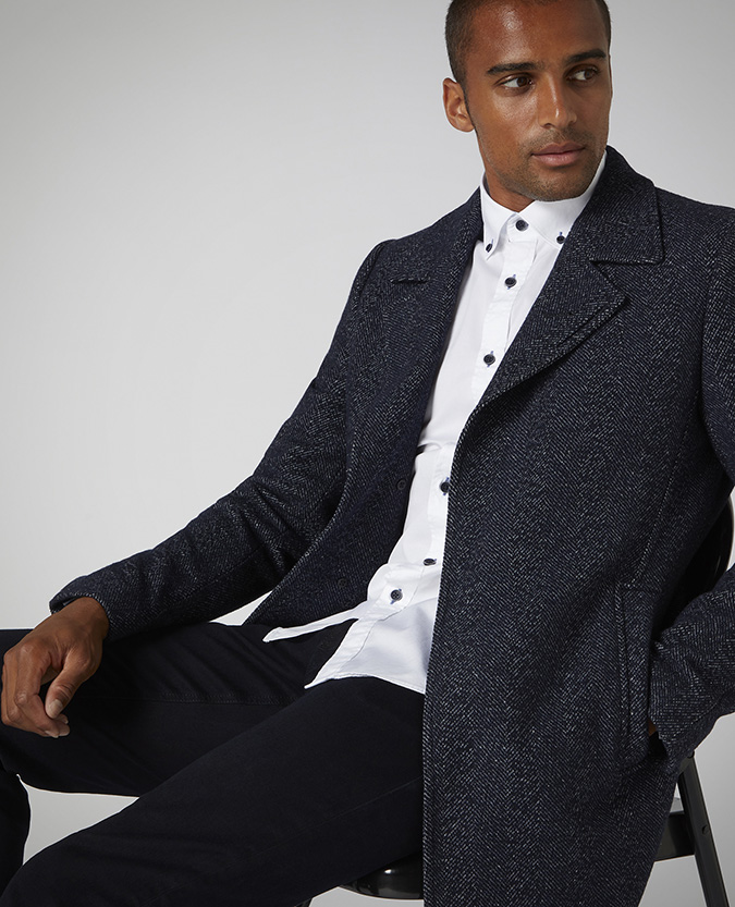 Tapered Fit Cotton-Mix Overcoat