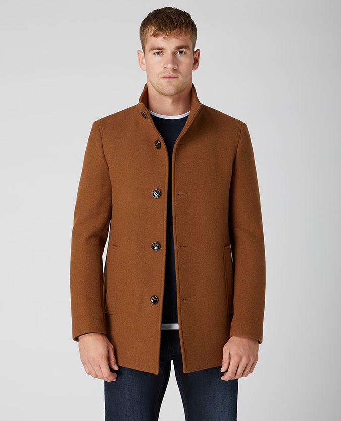 Tapered Fit Wool-Blend Tailored Coat